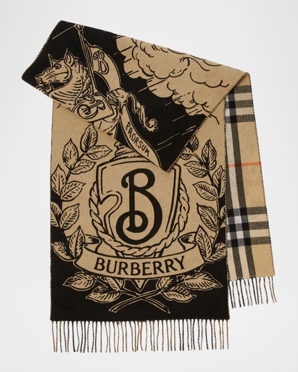Stormy Knight Reversible Jacquard Check Cashmere Scarf